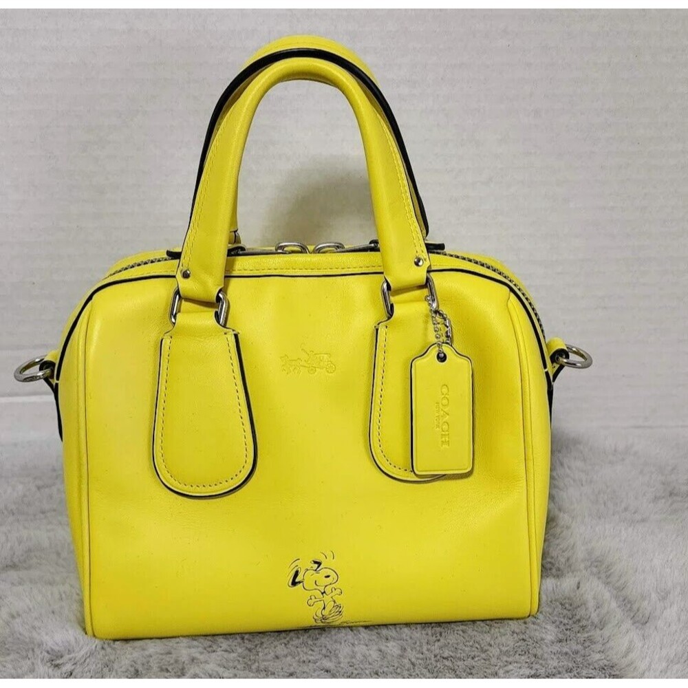 COACH X PEANUTS SNOOPY MINI SURREY YELLOW SATCHEL CROSSBODY LIMITED EDITION 100 - Picture 2 of 12